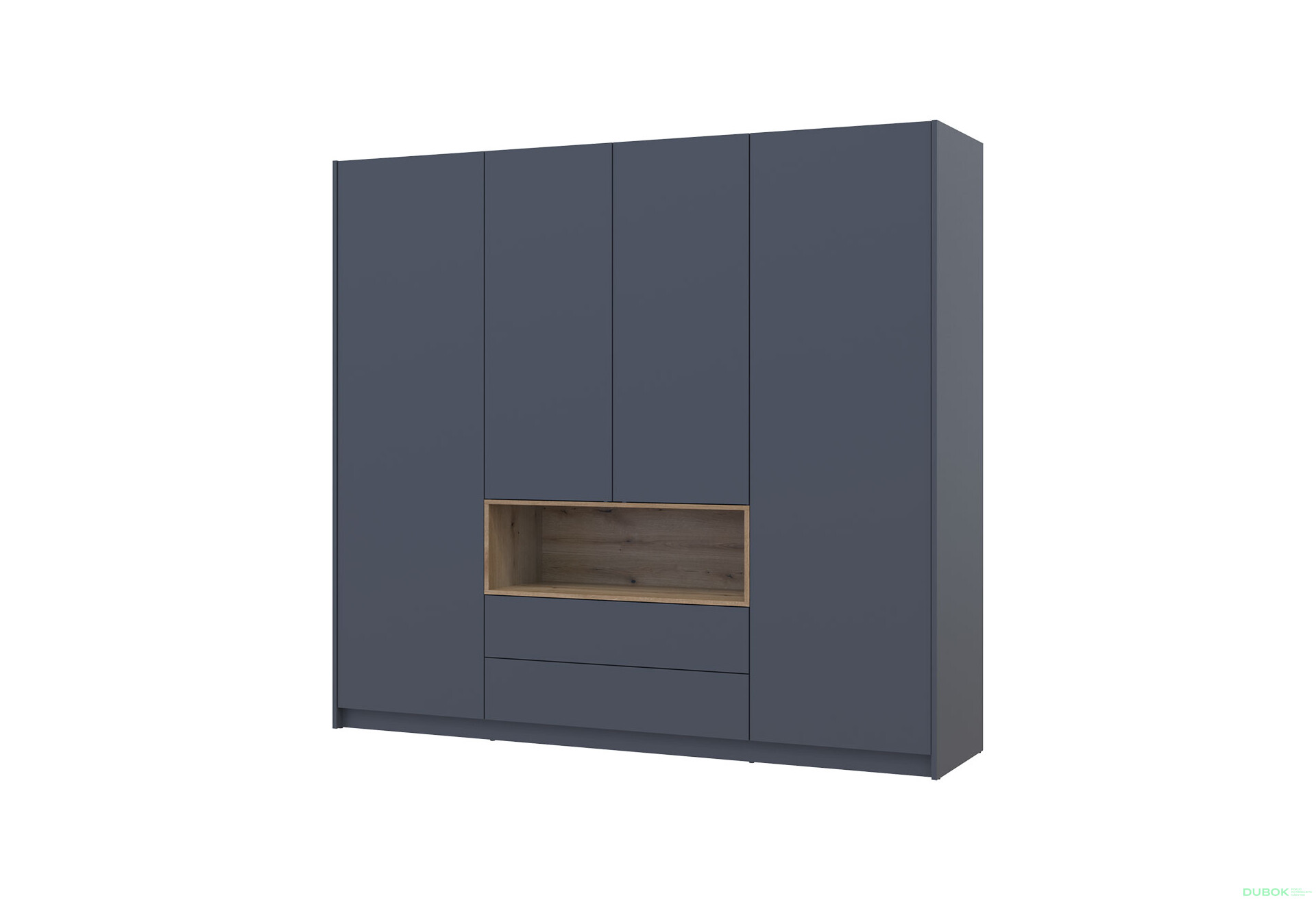 Skriňa štvordverová Dale 206x52x220 cm grafit / dub evoke - Fotografia 1 Fotografia 1 - Skriňa štvordverová Dale 206x52x220 cm grafit / dub evoke
