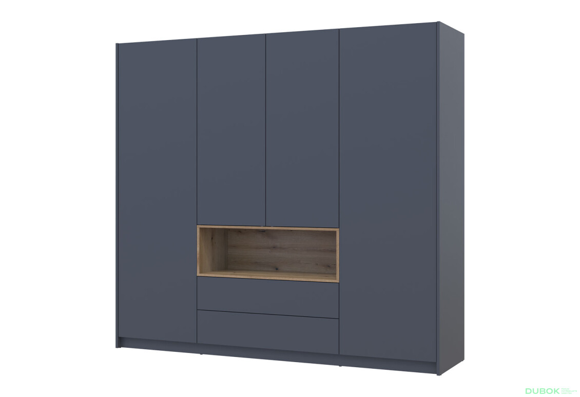 Skriňa štvordverová Dale 206x52x220 cm grafit / dub evoke - Fotografia 1 Fotografia 1 - Skriňa štvordverová Dale 206x52x220 cm grafit / dub evoke
