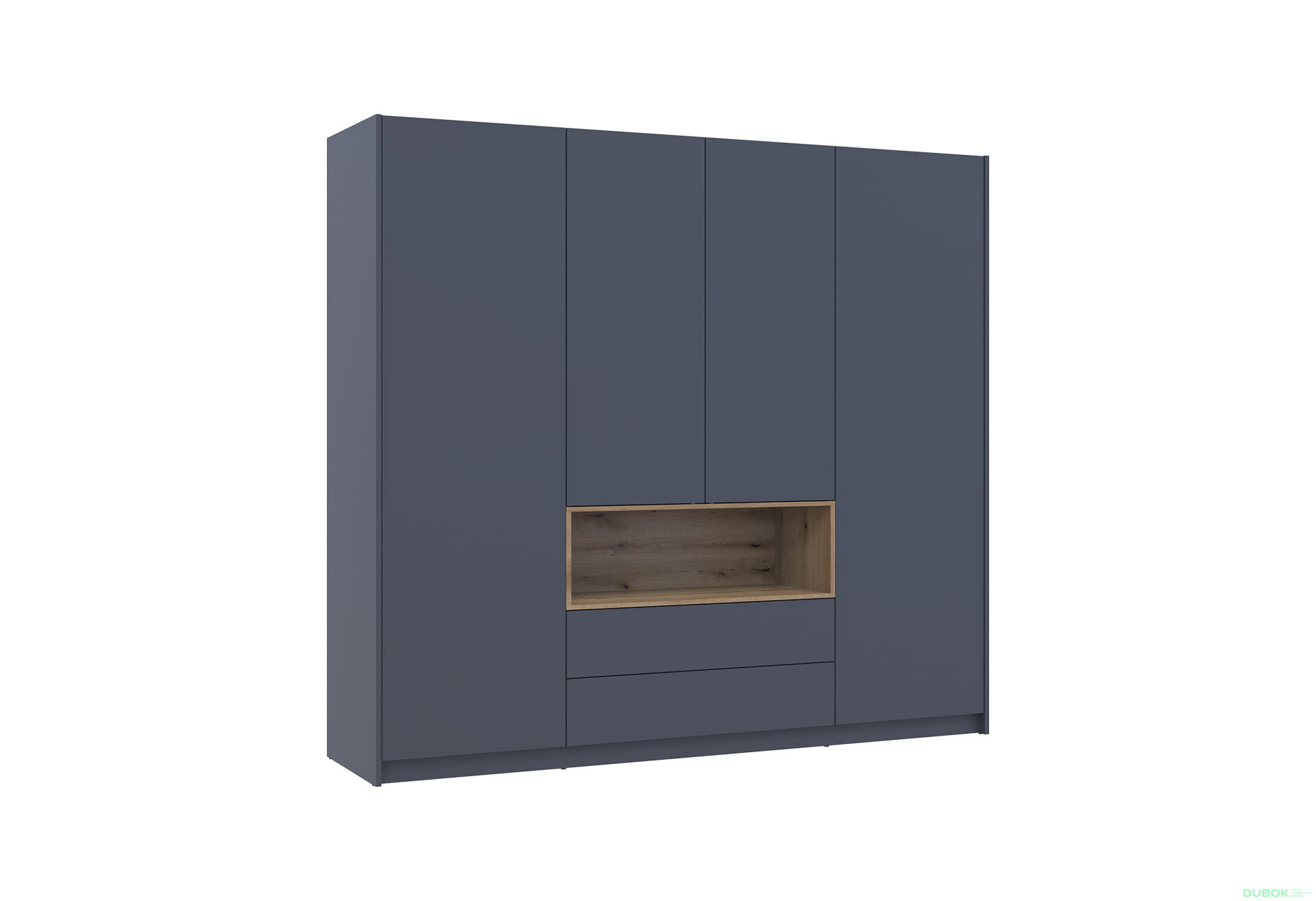 Skriňa štvordverová Dale 206x52x220 cm grafit / dub evoke - Fotografia 4 Fotografia 4 - Skriňa štvordverová Dale 206x52x220 cm grafit / dub evoke