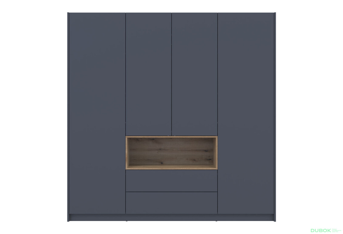 Skriňa štvordverová Dale 206x52x220 cm grafit / dub evoke - Fotografia 3 Fotografia 3 - Skriňa štvordverová Dale 206x52x220 cm grafit / dub evoke