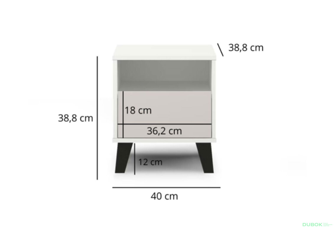 Fotografia 7 - Nočný stolík Borg 1s biely / kašmír