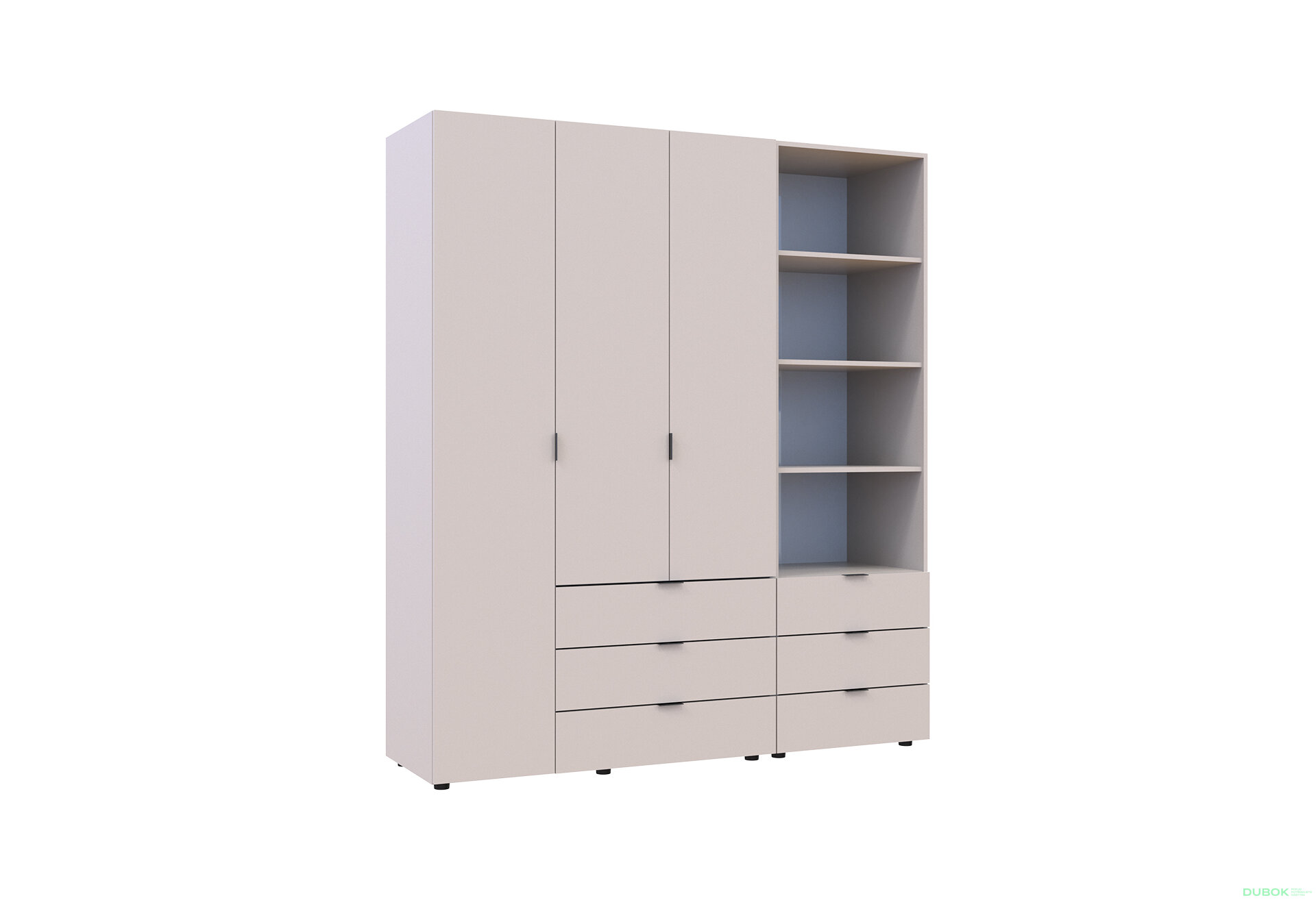 Fotografia 4 - Skriňa 3D s regálom s zásuvkami Gelar 176.2 cm kašemír