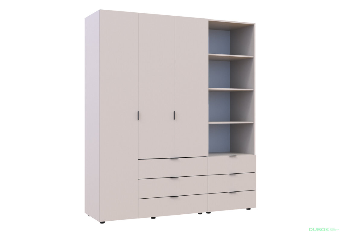 Fotografia 4 - Skriňa 3D s regálom s zásuvkami Gelar 176.2 cm kašemír