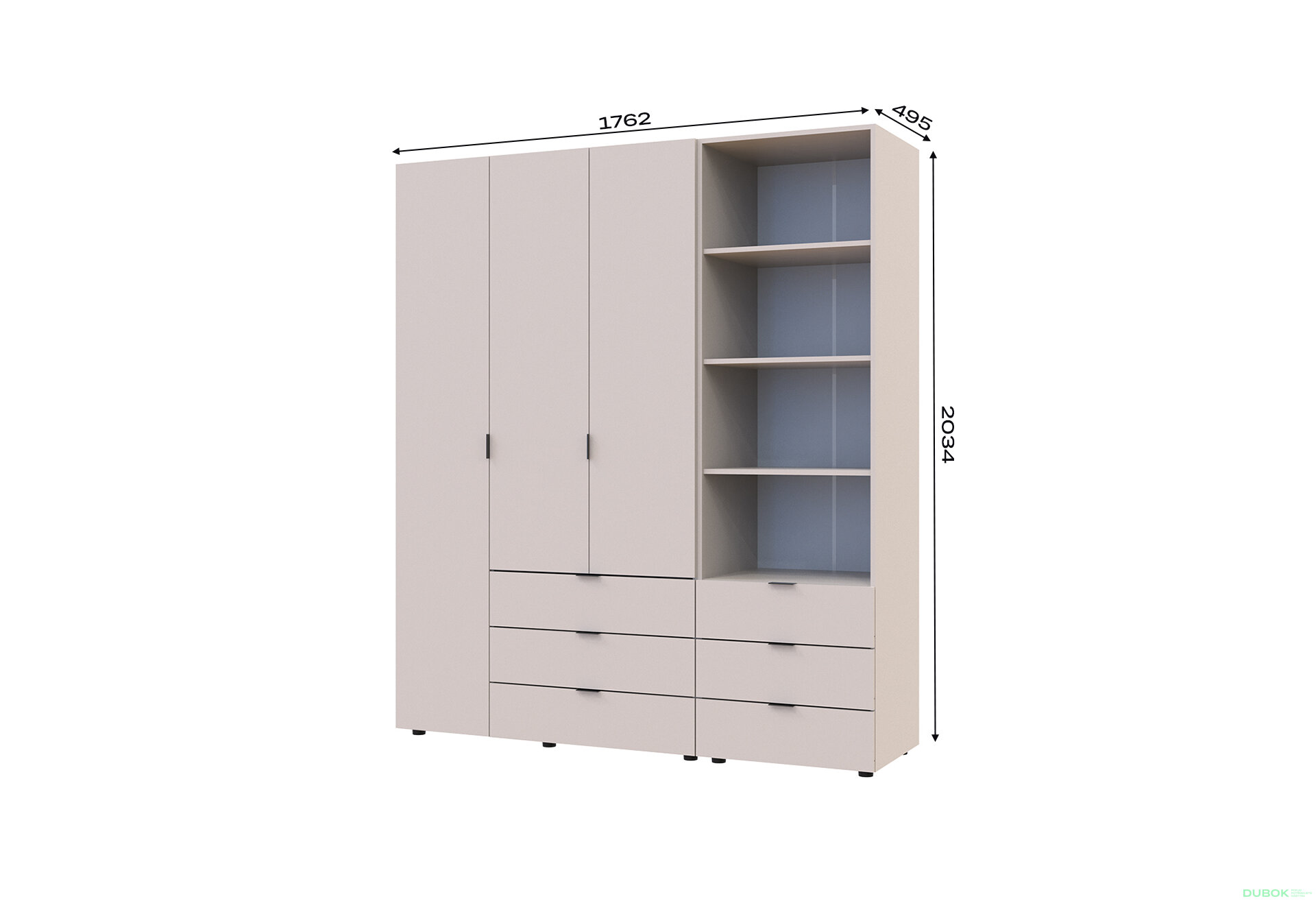 Fotografia 7 - Skriňa 3D s regálom s zásuvkami Gelar 176.2 cm kašemír