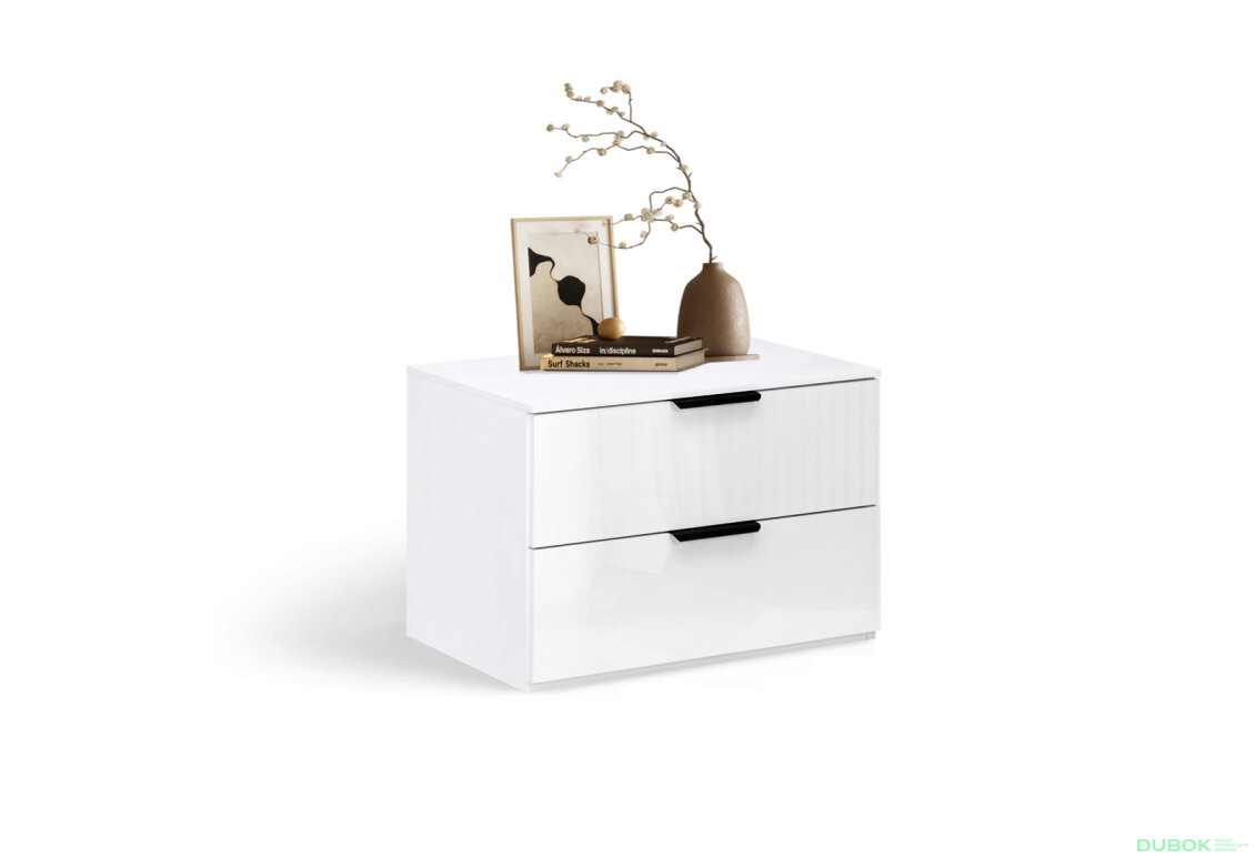 Fotografia 2 - Nočný stolík 2šx biely lesk Mila