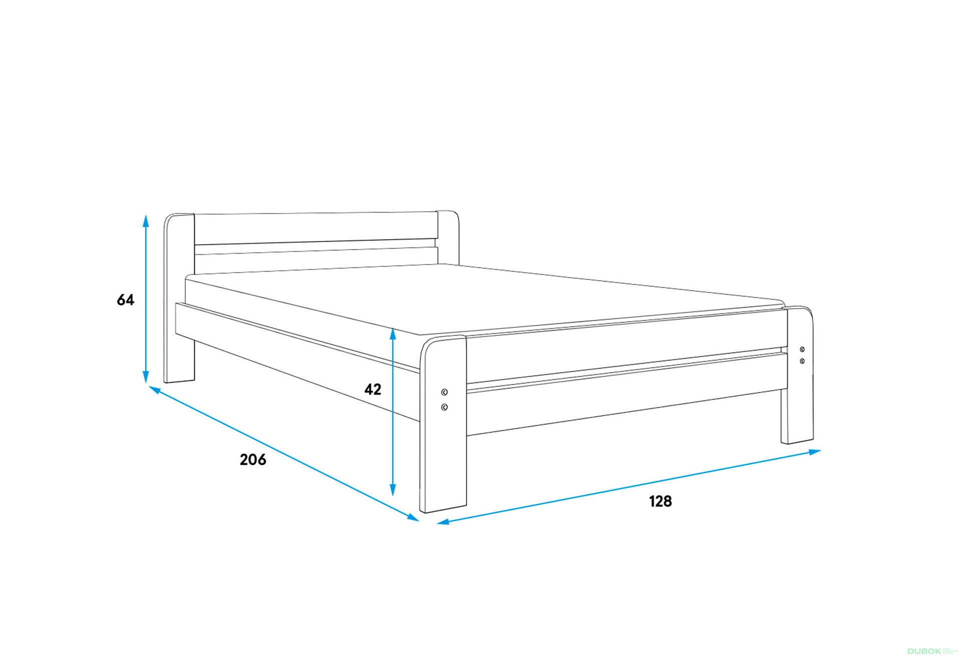 Posteľ Dallas borovica 120x200 cm s roštom, matracom - Fotografia 3 Fotografia 3 - Posteľ Dallas borovica 120x200 cm s roštom, matracom