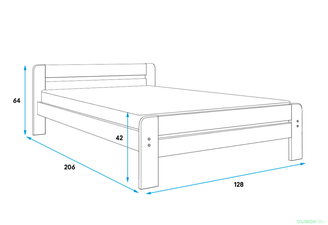 Posteľ Dallas borovica 120x200 cm s roštom, matracom - Fotografia 3 Fotografia 3 - Posteľ Dallas borovica 120x200 cm s roštom, matracom