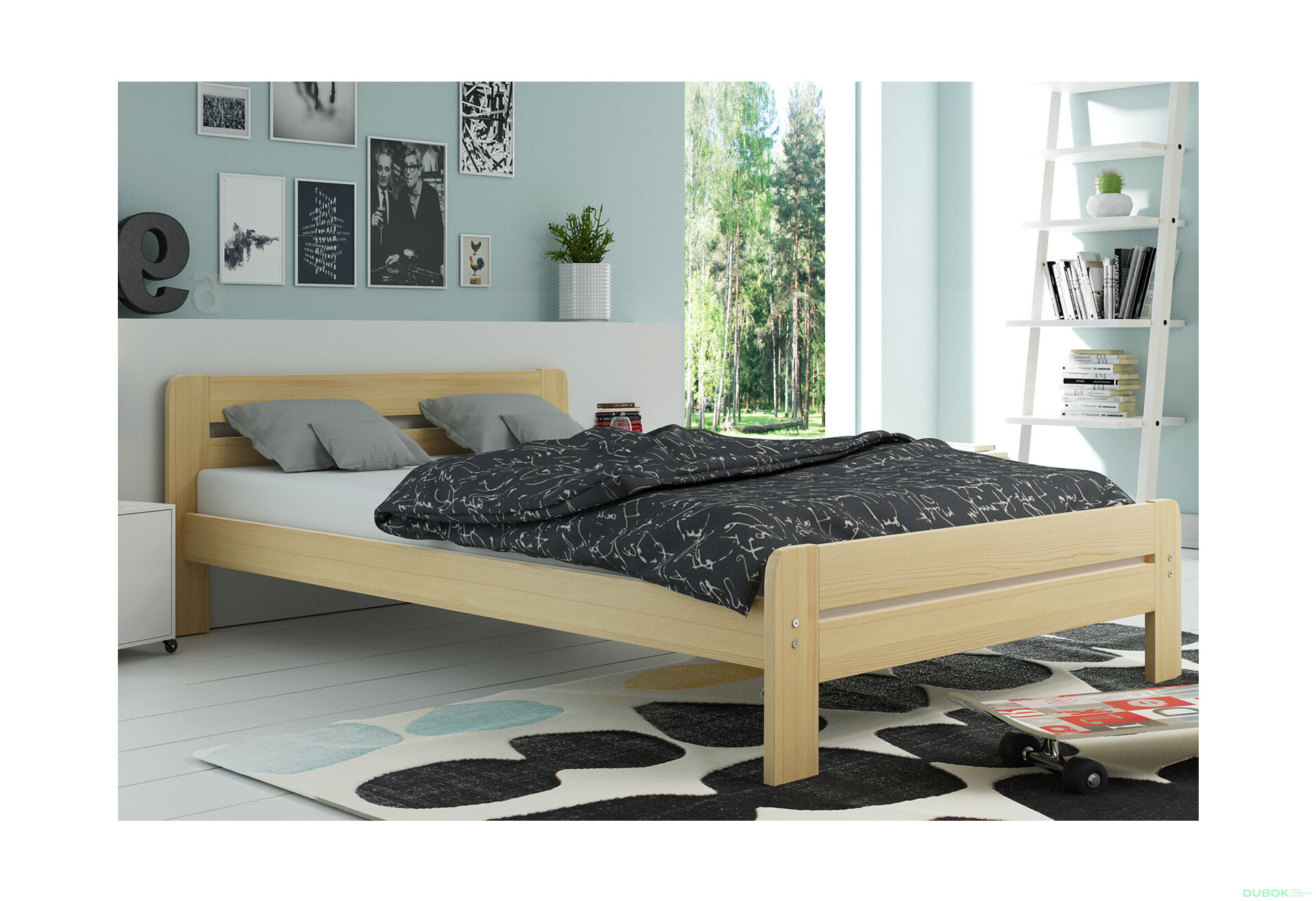 Posteľ Dallas borovica 120x200 cm s roštom, matracom - Fotografia 2 Fotografia 2 - Posteľ Dallas borovica 120x200 cm s roštom, matracom