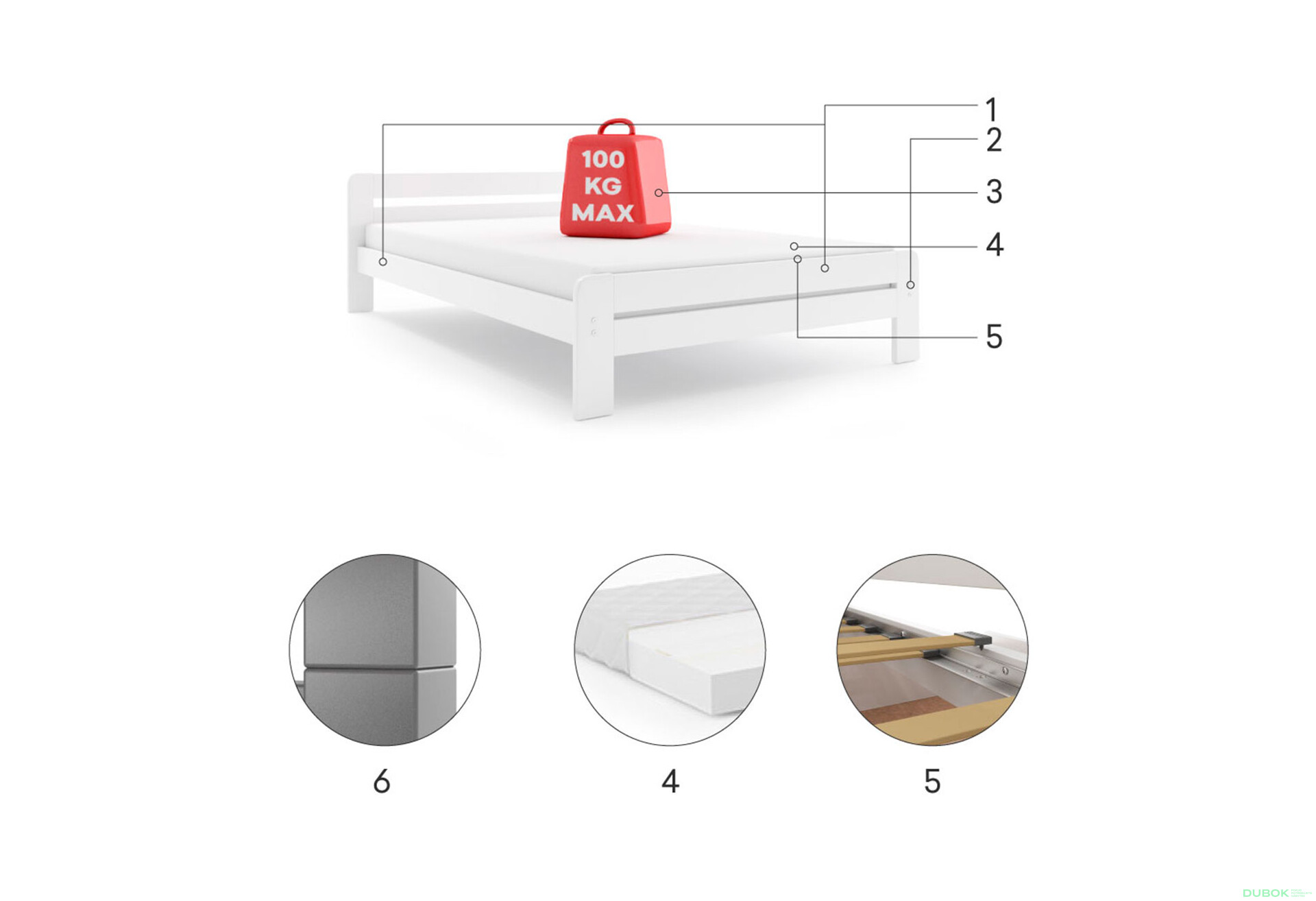 Posteľ Dallas borovica 120x200 cm s roštom, matracom - Fotografia 4 Fotografia 4 - Posteľ Dallas borovica 120x200 cm s roštom, matracom