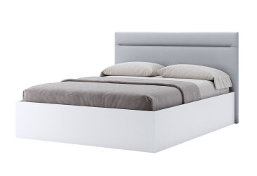 Posteľ 1,6x2,0 s čalúneným mäkkým čelom a výklopným roštom, s rámom biely lesk Family