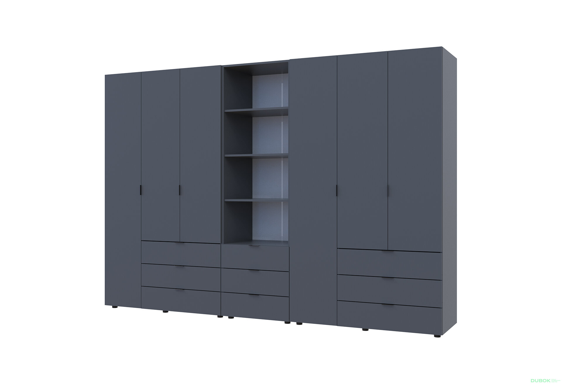 Fotografia 1 - Skriňa šesťdverová s regálom s zásuvkami Gelar 292.4 cm grafit