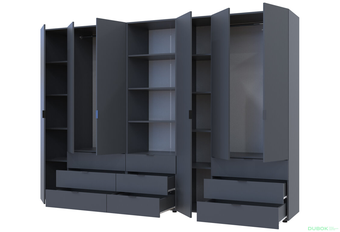Fotografia 2 - Skriňa šesťdverová s regálom s zásuvkami Gelar 292.4 cm grafit