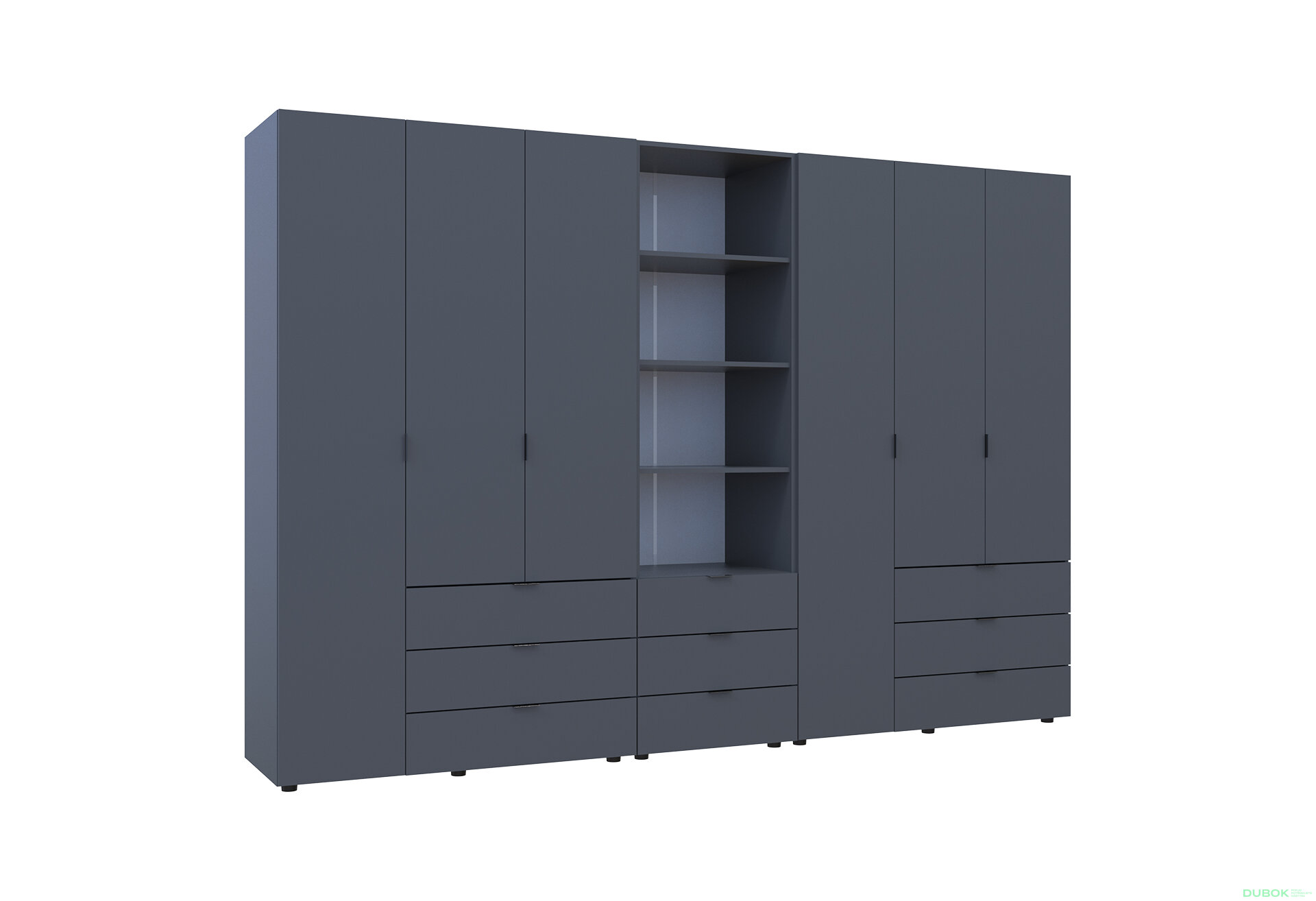 Fotografia 4 - Skriňa šesťdverová s regálom s zásuvkami Gelar 292.4 cm grafit