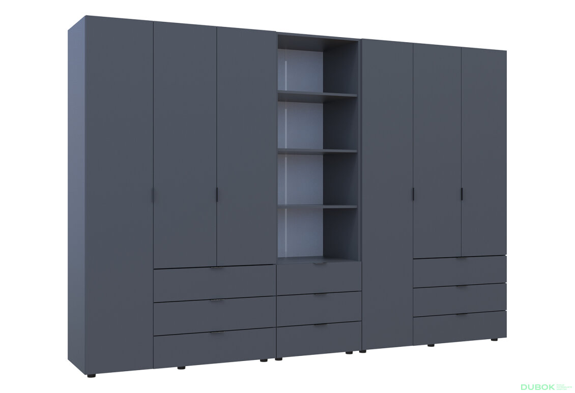Fotografia 4 - Skriňa šesťdverová s regálom s zásuvkami Gelar 292.4 cm grafit