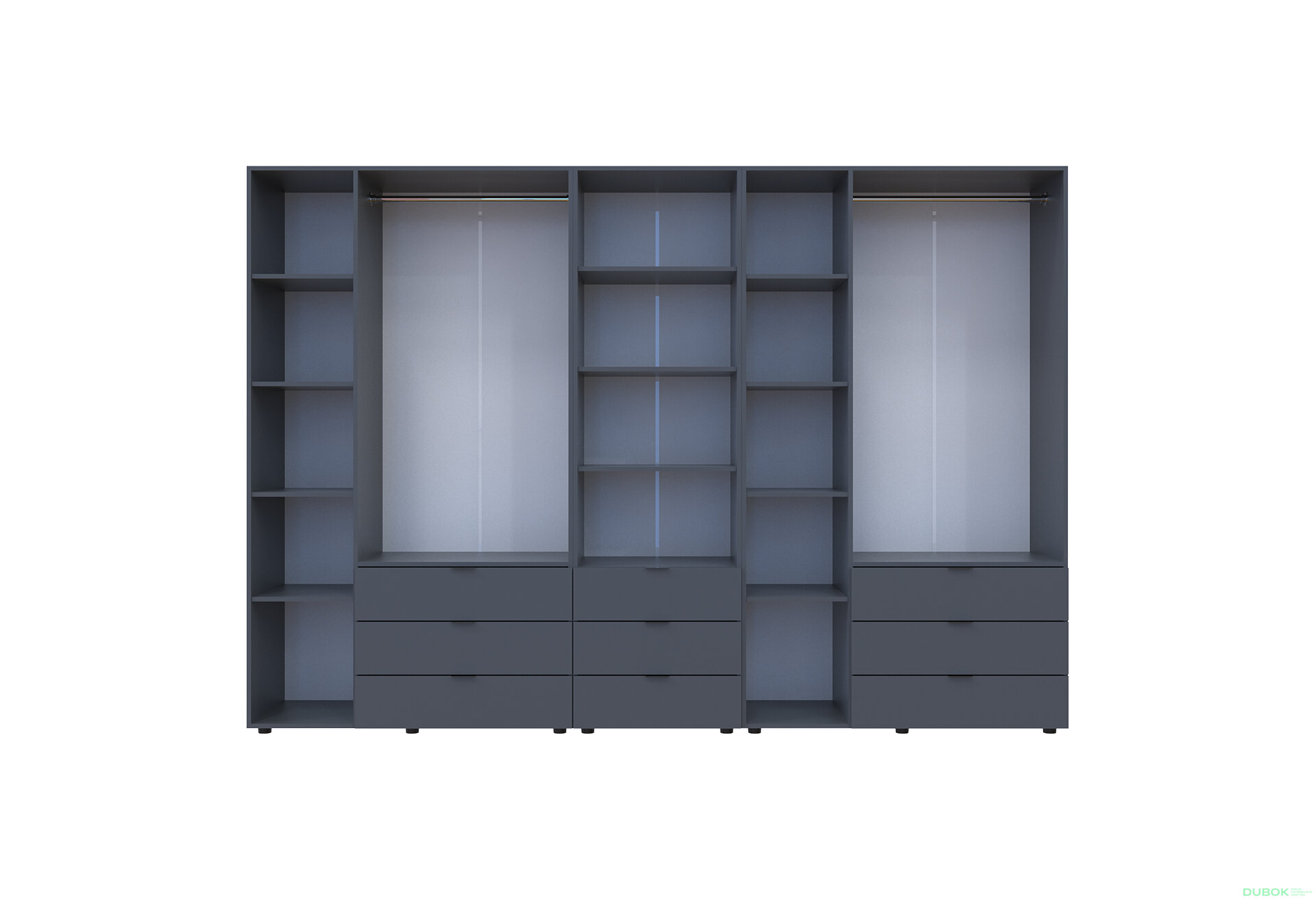 Fotografia 5 - Skriňa šesťdverová s regálom s zásuvkami Gelar 292.4 cm grafit