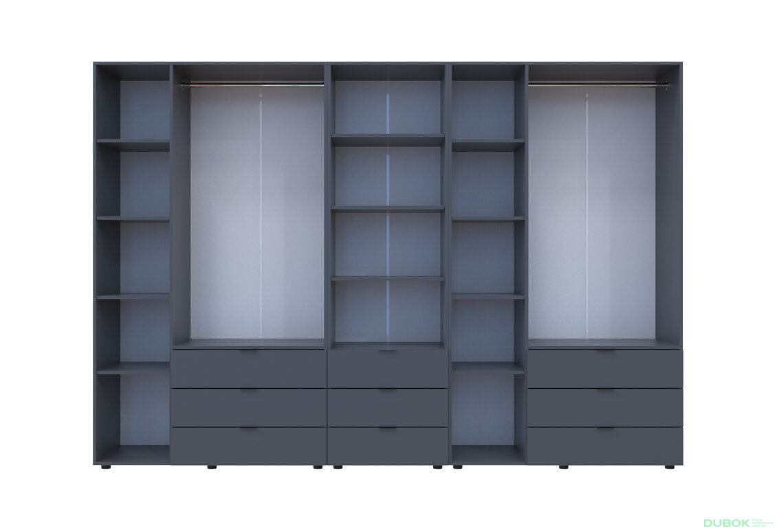 Fotografia 5 - Skriňa šesťdverová s regálom s zásuvkami Gelar 292.4 cm grafit