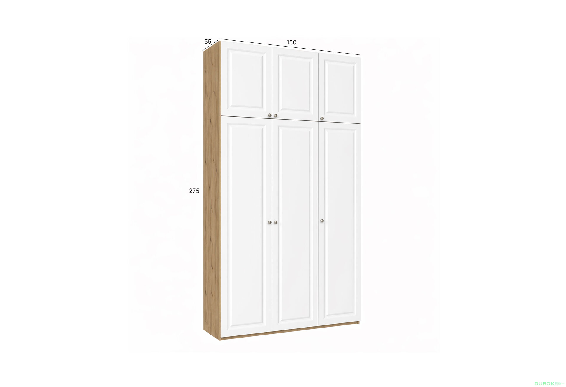 Obrázok 2 - Skriňa Madrid 150×55×275 cm s nadstavcami, dub appalachi / biely