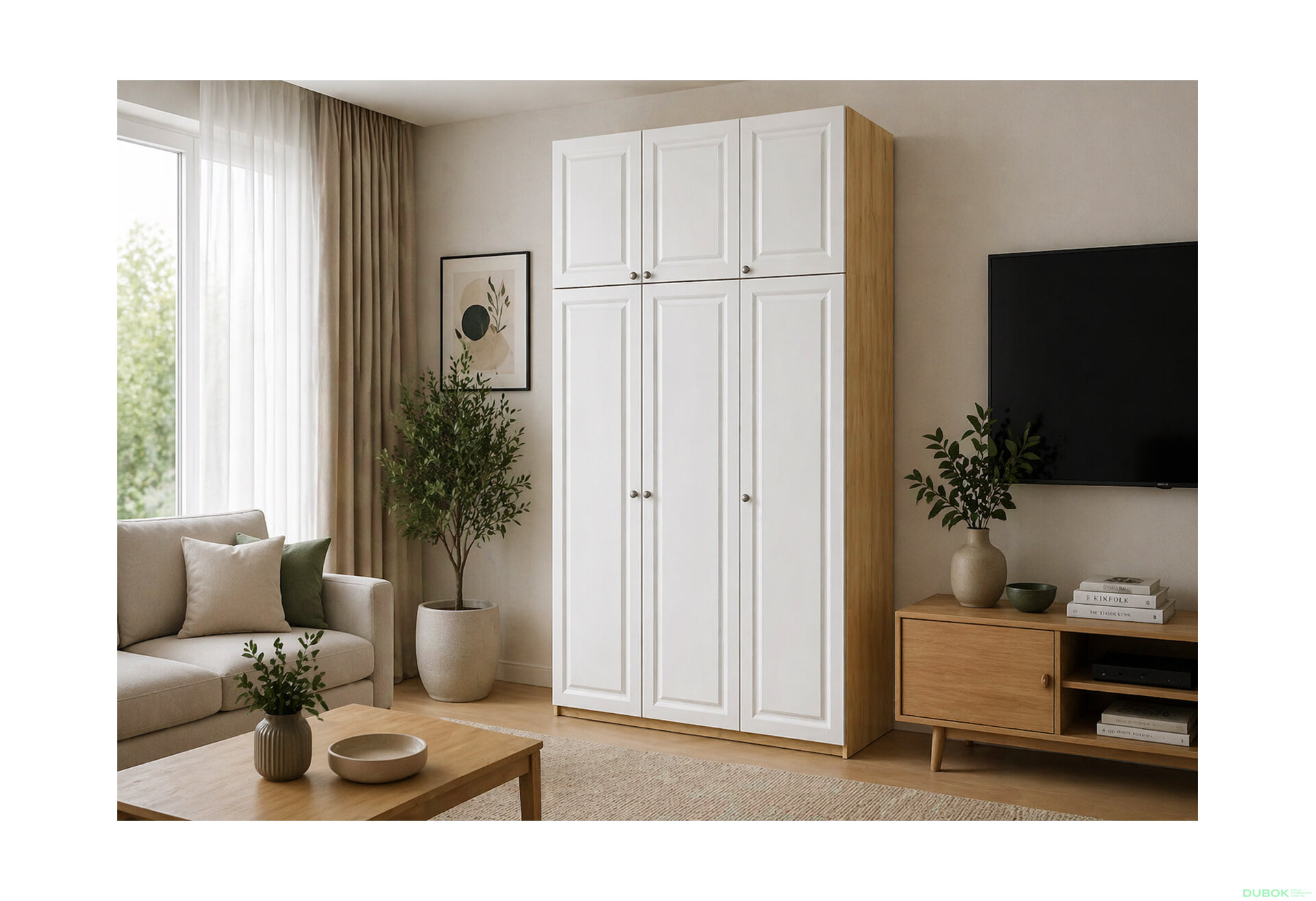 Obrázok 3 - Skriňa Madrid 150×55×275 cm s nadstavcami, dub appalachi / biely