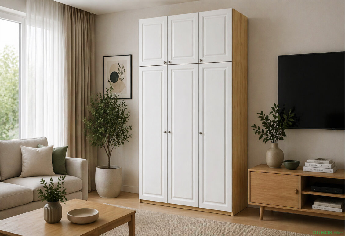 Obrázok 3 - Skriňa Madrid 150×55×275 cm s nadstavcami, dub appalachi / biely