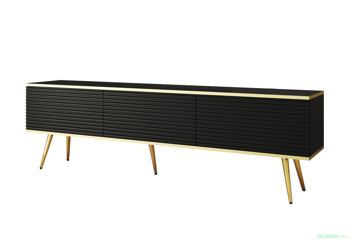 TV stolík RTV 175 MDF čierny, zlaté nohy Oro - Fotografia 1 Fotografia 1 - TV stolík RTV 175 MDF čierny, zlaté nohy Oro