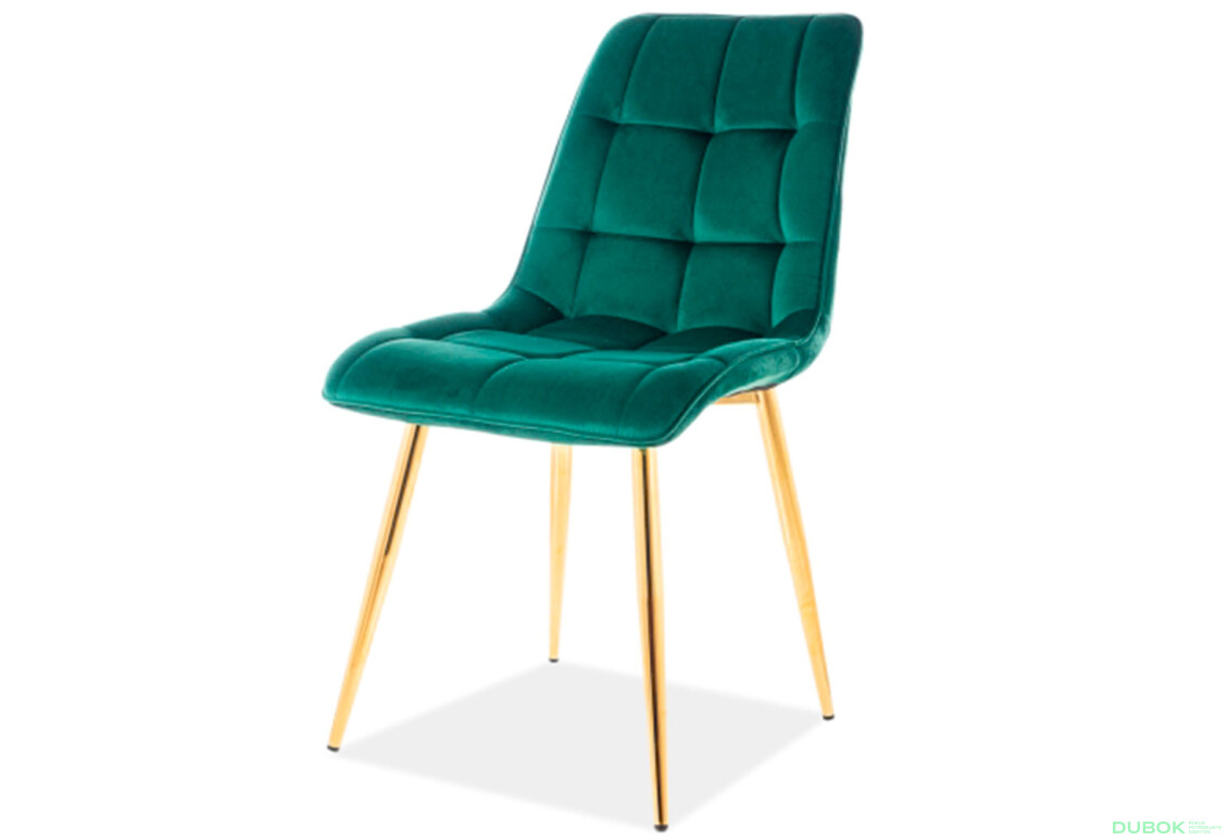 Stolička Chic Velvet zelený Bluvel 78, zlatý kov