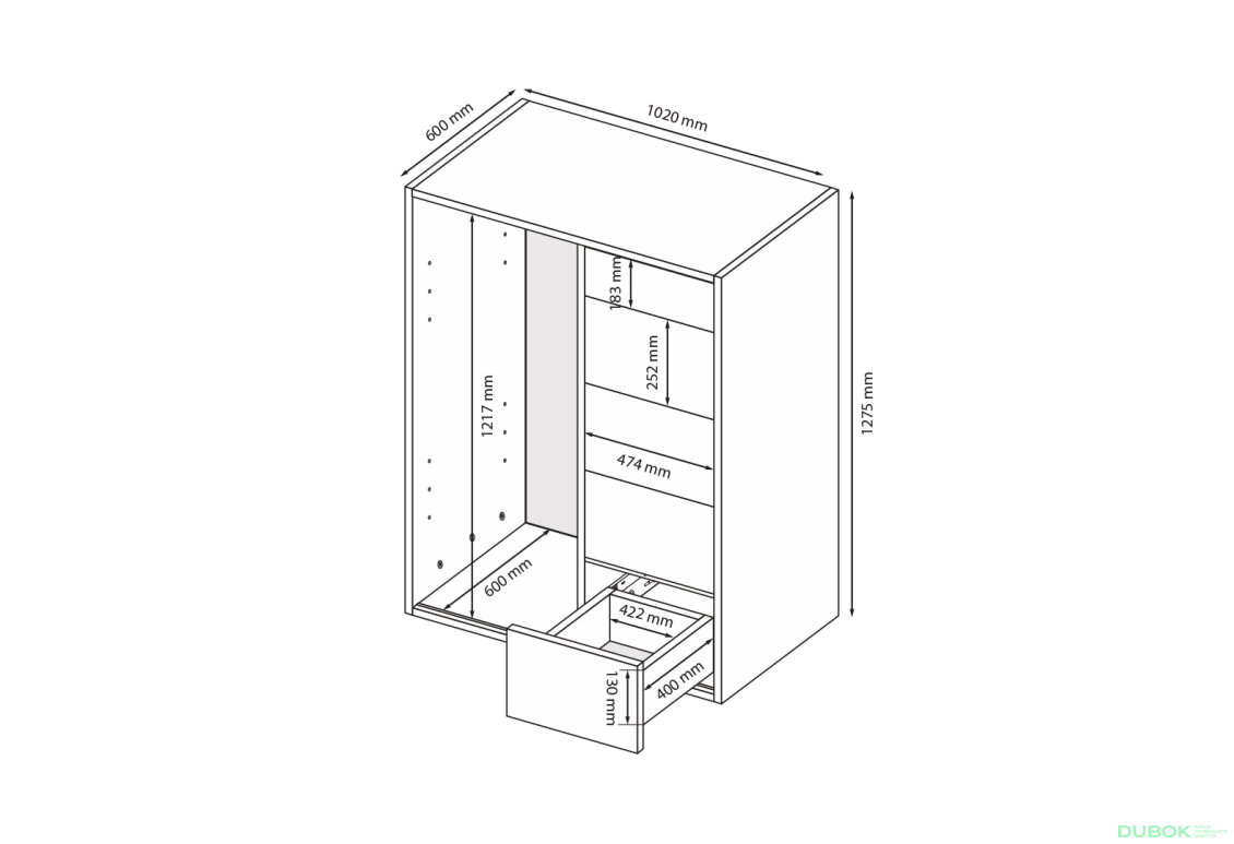 Fotografia 3 - Komoda 1dv 5šx (Biela / Dub artisan) Case 