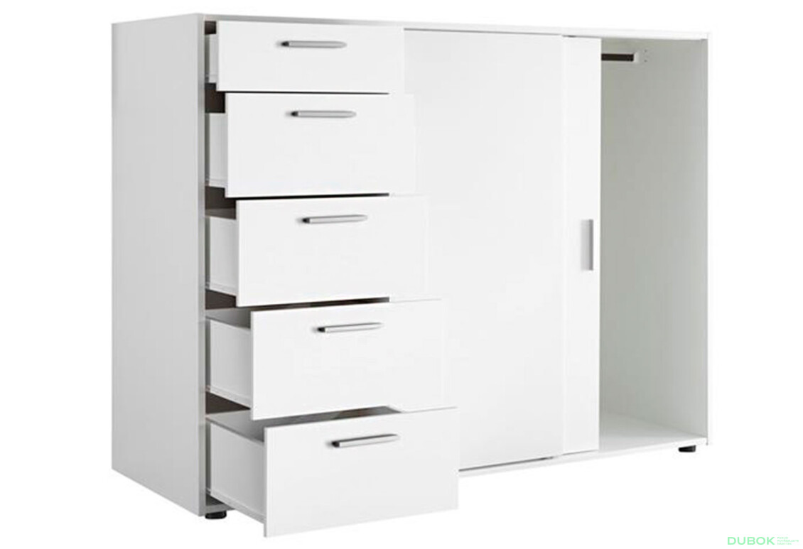 Fotografia 3 - Komoda Case 2dv 5šx (Biela)