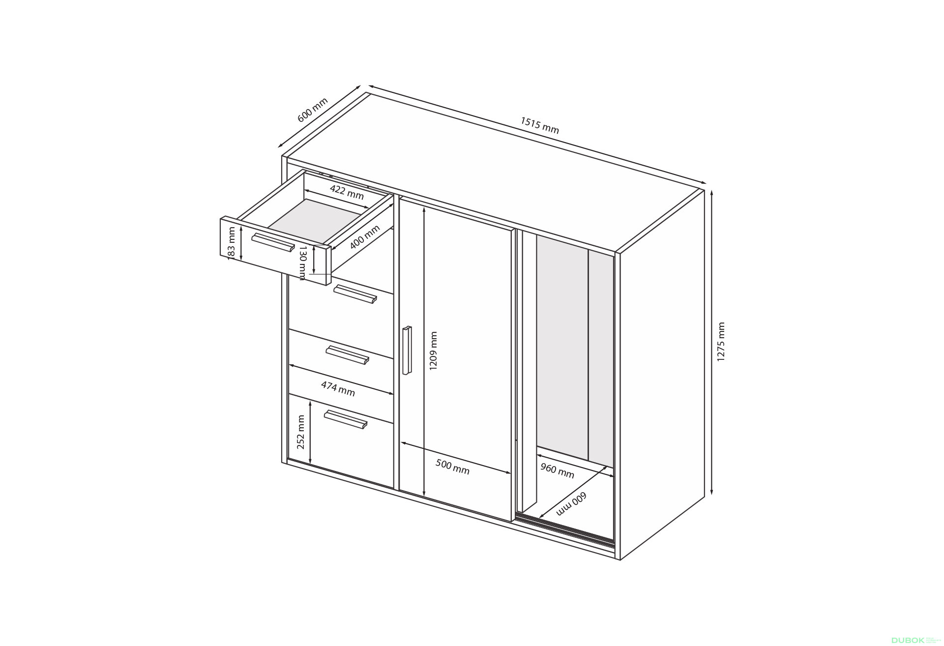 Fotografia 3 - Komoda 2dv 5šx (Grafit) Case 