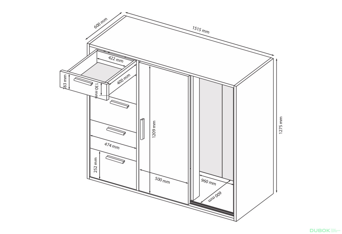 Fotografia 3 - Komoda 2dv 5šx (Grafit) Case 