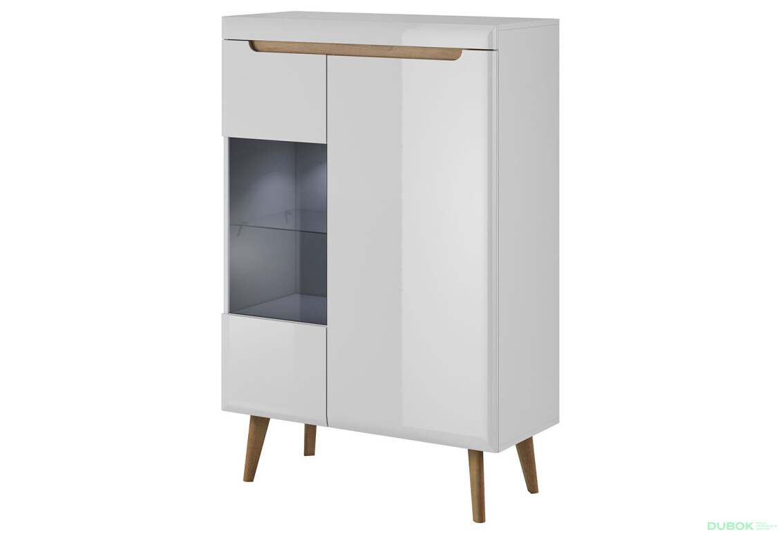 Vitrína NWT90 Nordi biela / biely lesk - Fotografia 1 Fotografia 1 - Vitrína NWT90 Nordi biela / biely lesk