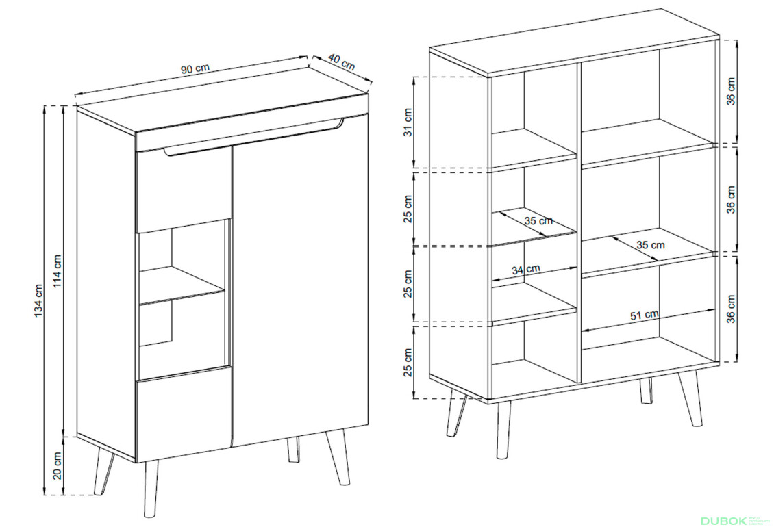 Vitrína NWT90 Nordi biela / biely lesk - Fotografia 3 Fotografia 3 - Vitrína NWT90 Nordi biela / biely lesk