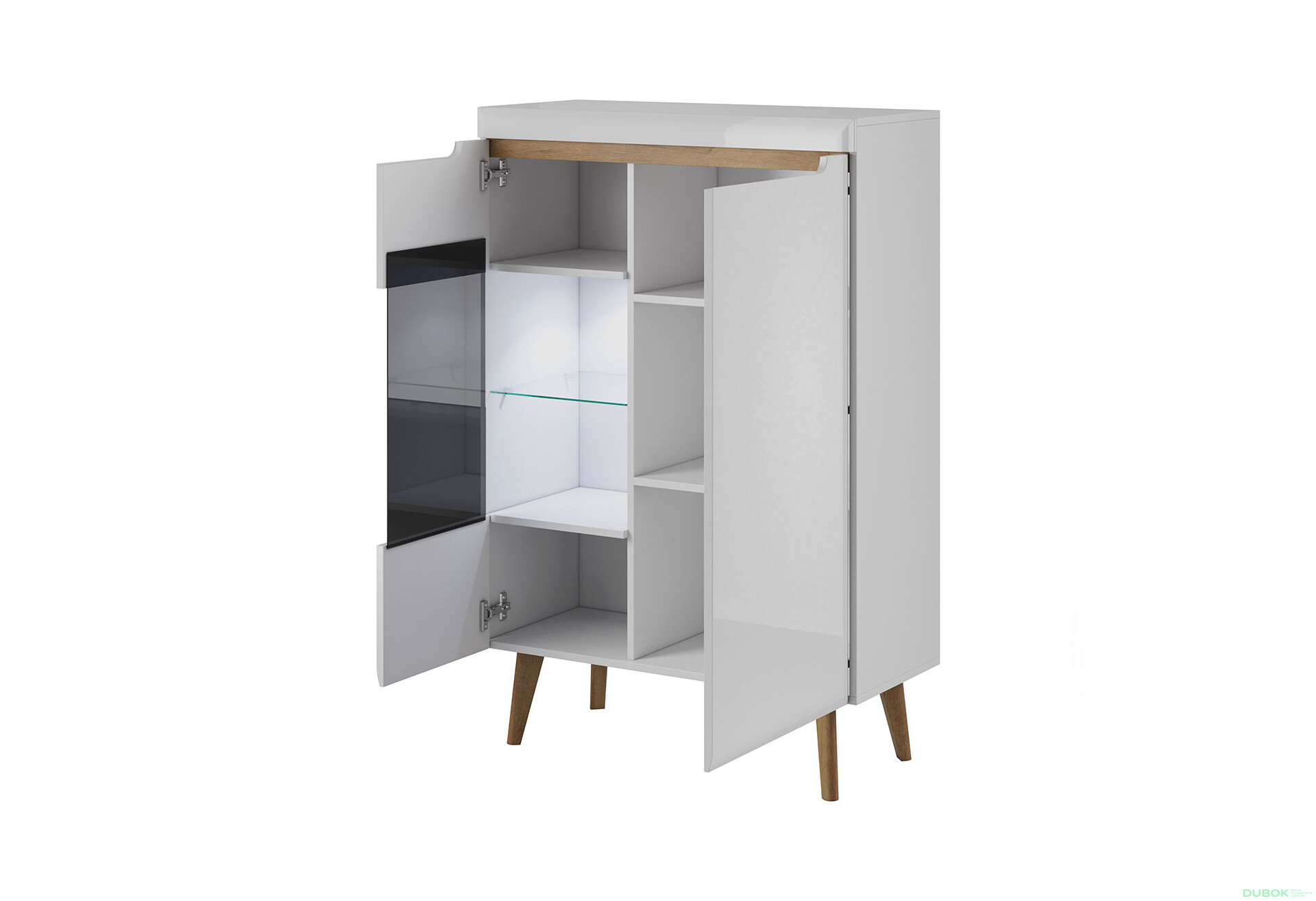 Vitrína NWT90 Nordi biela / biely lesk - Fotografia 2 Fotografia 2 - Vitrína NWT90 Nordi biela / biely lesk