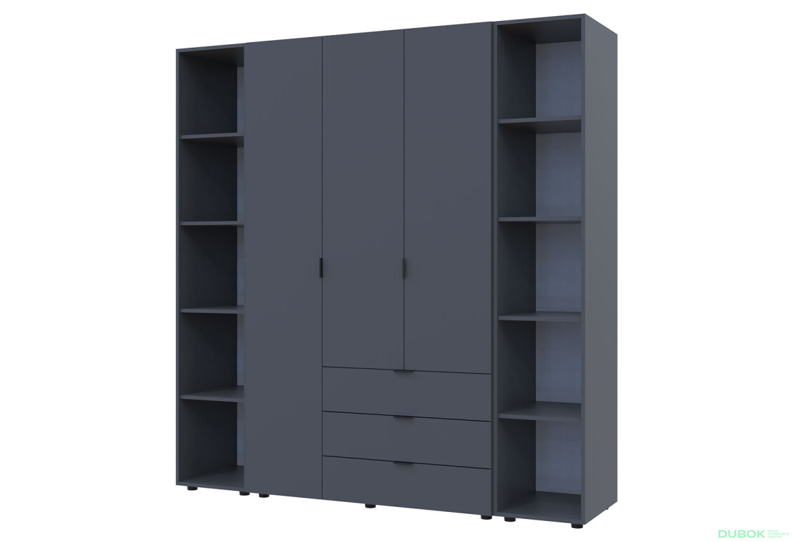 Skriňa trojdverová s 2 regálmi Gelar 192.6 cm Grafit - Fotografia 1 Fotografia 1 - Skriňa trojdverová s 2 regálmi Gelar 192.6 cm Grafit
