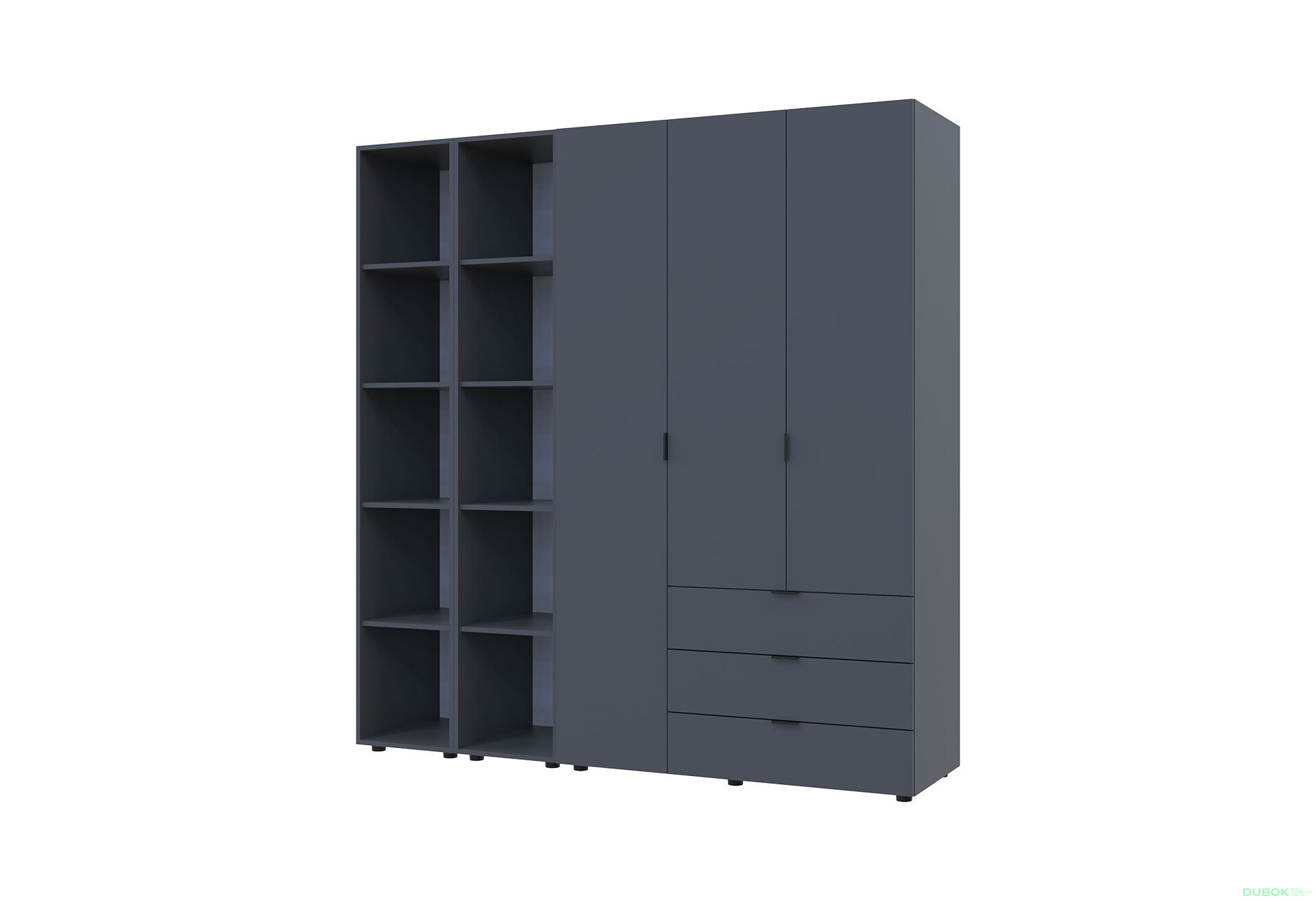 Skriňa trojdverová s 2 regálmi Gelar 192.6 cm Grafit - Fotografia 2 Fotografia 2 - Skriňa trojdverová s 2 regálmi Gelar 192.6 cm Grafit