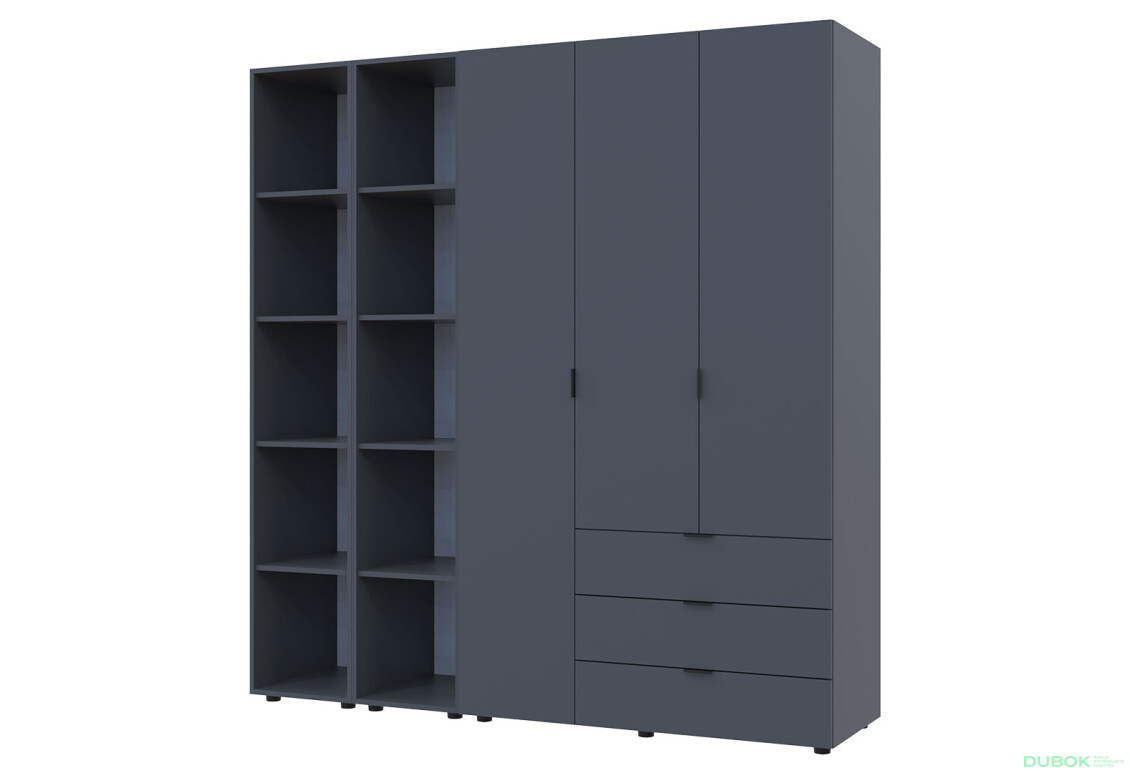 Skriňa trojdverová s 2 regálmi Gelar 192.6 cm Grafit - Fotografia 2 Fotografia 2 - Skriňa trojdverová s 2 regálmi Gelar 192.6 cm Grafit