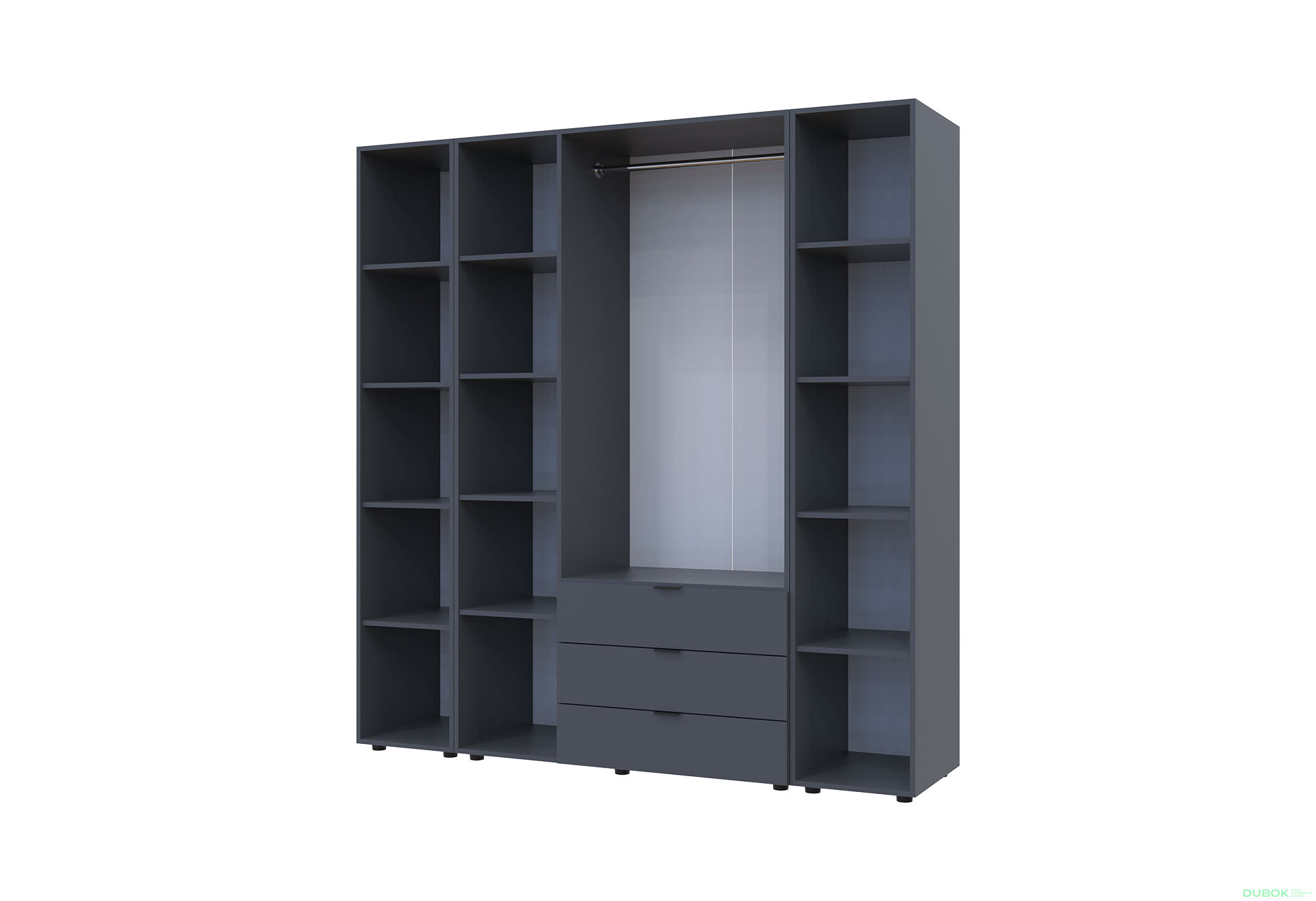 Skriňa trojdverová s 2 regálmi Gelar 192.6 cm Grafit - Fotografia 4 Fotografia 4 - Skriňa trojdverová s 2 regálmi Gelar 192.6 cm Grafit