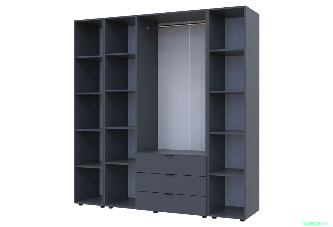 Skriňa trojdverová s 2 regálmi Gelar 192.6 cm Grafit - Fotografia 4 Fotografia 4 - Skriňa trojdverová s 2 regálmi Gelar 192.6 cm Grafit