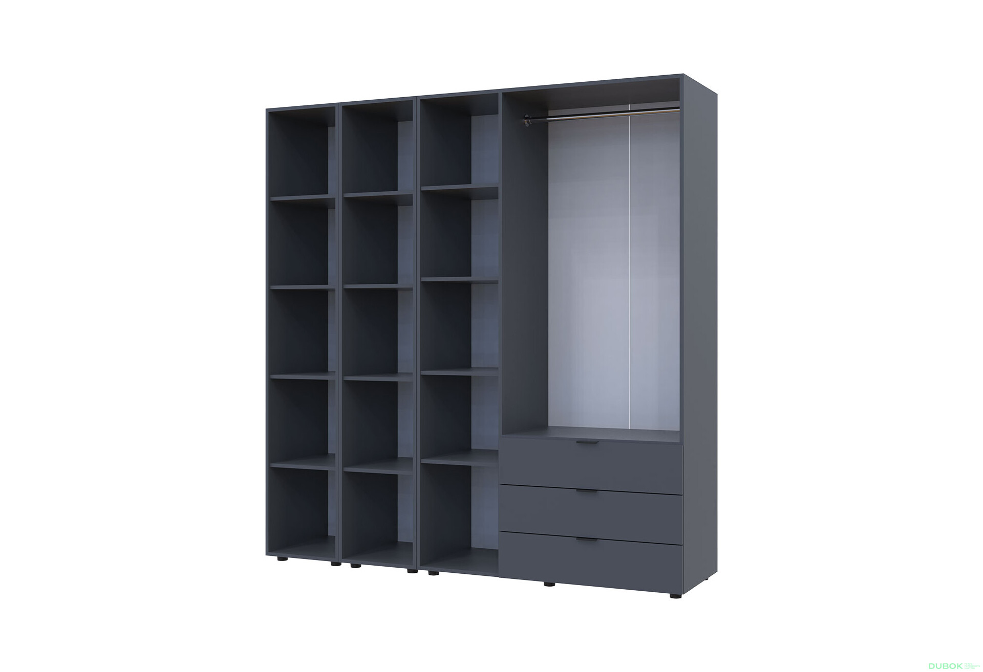 Skriňa trojdverová s 2 regálmi Gelar 192.6 cm Grafit - Fotografia 3 Fotografia 3 - Skriňa trojdverová s 2 regálmi Gelar 192.6 cm Grafit