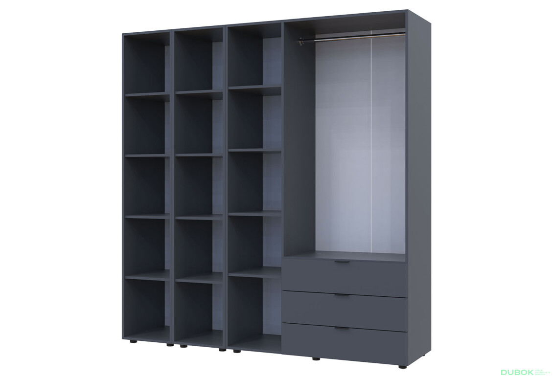 Skriňa trojdverová s 2 regálmi Gelar 192.6 cm Grafit - Fotografia 3 Fotografia 3 - Skriňa trojdverová s 2 regálmi Gelar 192.6 cm Grafit