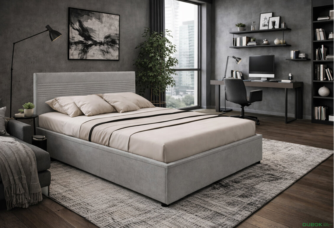 Fotografia 13 - Posteľ Fro Line 140x200 s roštom, úložným priestorom Mono 246, sivá