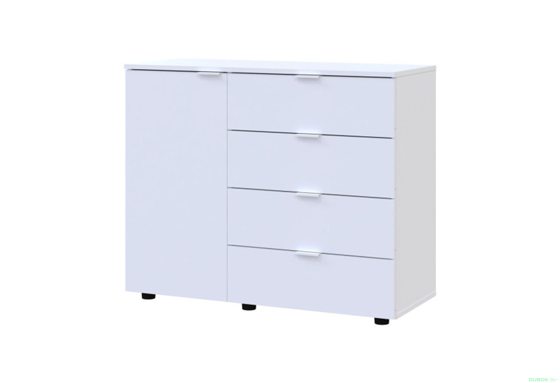 Komoda s dvierkami a 4 zásuvkami GC1 100 cm Gelar Biela - Fotografia 1 Fotografia 1 - Komoda s dvierkami a 4 zásuvkami GC1 100 cm Gelar Biela