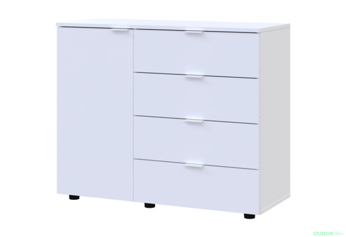 Komoda s dvierkami a 4 zásuvkami GC1 100 cm Gelar Biela - Fotografia 1 Fotografia 1 - Komoda s dvierkami a 4 zásuvkami GC1 100 cm Gelar Biela