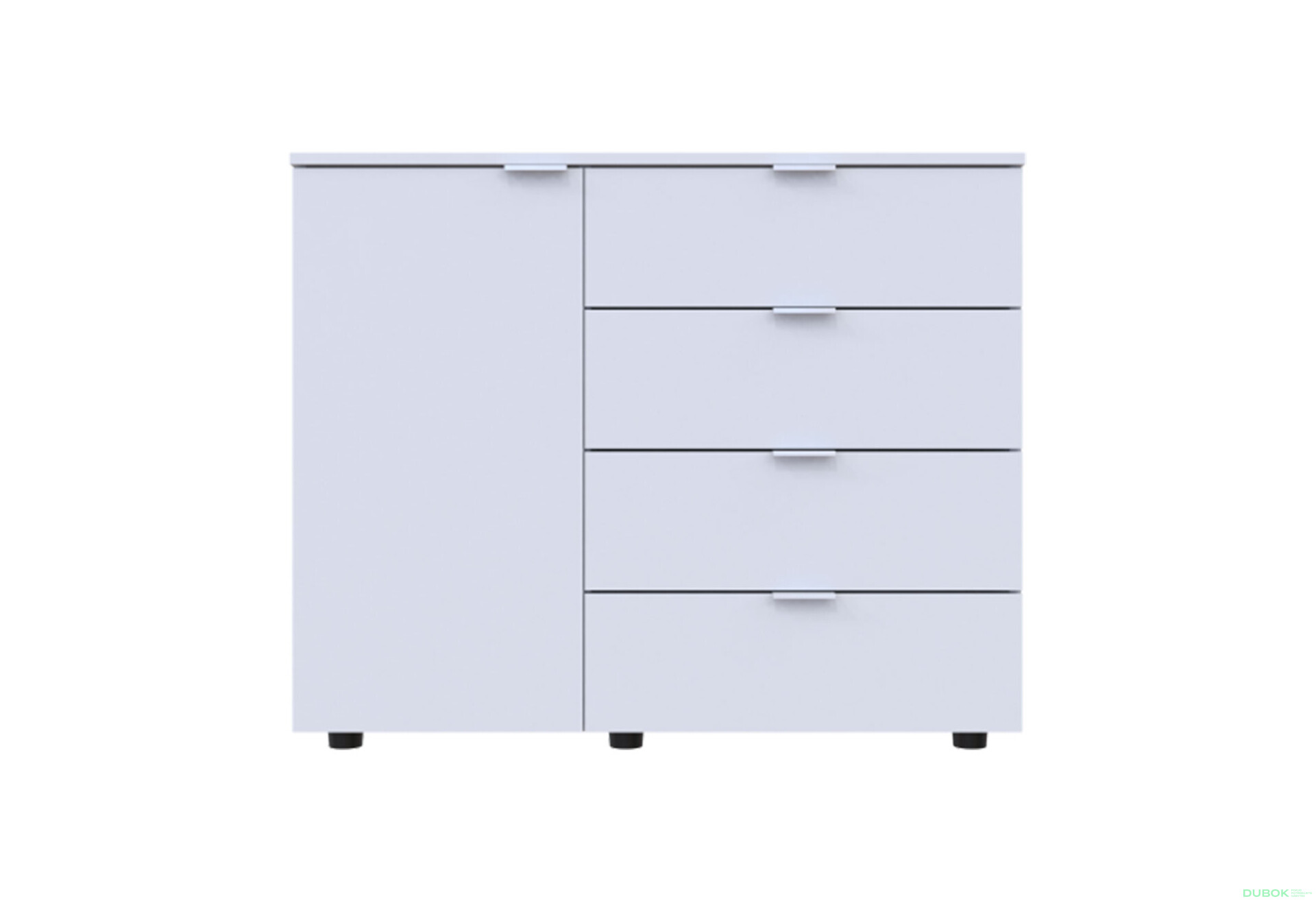 Komoda s dvierkami a 4 zásuvkami GC1 100 cm Gelar Biela - Fotografia 2 Fotografia 2 - Komoda s dvierkami a 4 zásuvkami GC1 100 cm Gelar Biela