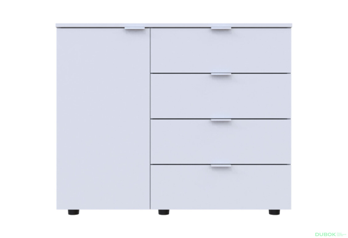 Komoda s dvierkami a 4 zásuvkami GC1 100 cm Gelar Biela - Fotografia 2 Fotografia 2 - Komoda s dvierkami a 4 zásuvkami GC1 100 cm Gelar Biela