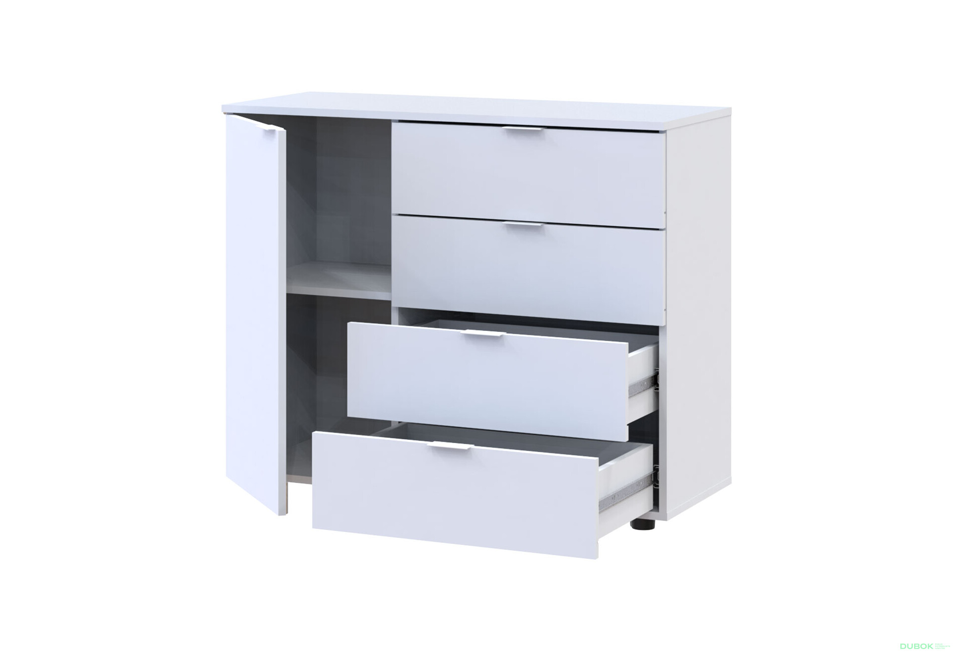 Komoda s dvierkami a 4 zásuvkami GC1 100 cm Gelar Biela - Fotografia 3 Fotografia 3 - Komoda s dvierkami a 4 zásuvkami GC1 100 cm Gelar Biela