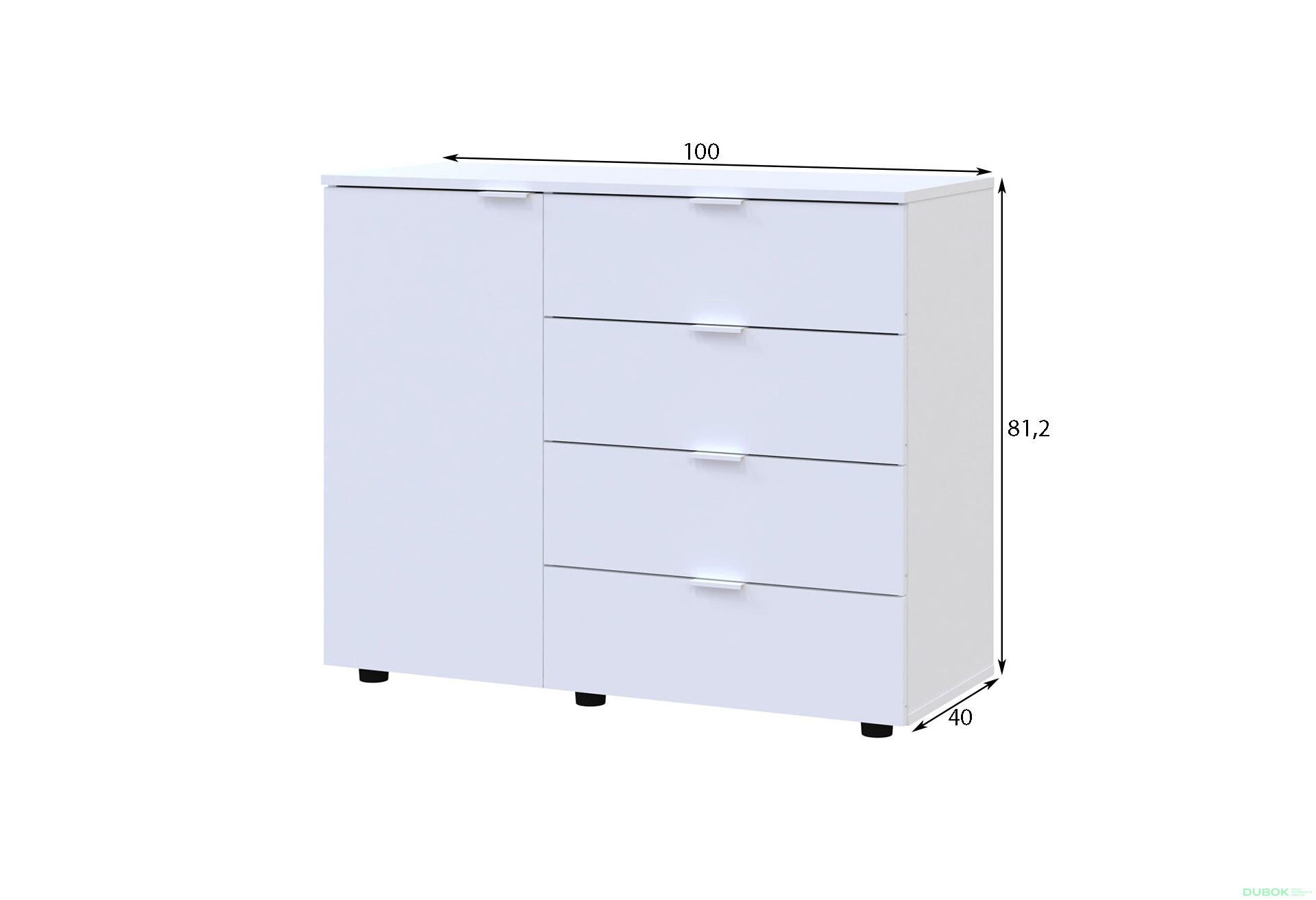 Fotografia 4 - Komoda s dvierkami a 4 zásuvkami GC1 100 cm Gelar Biela