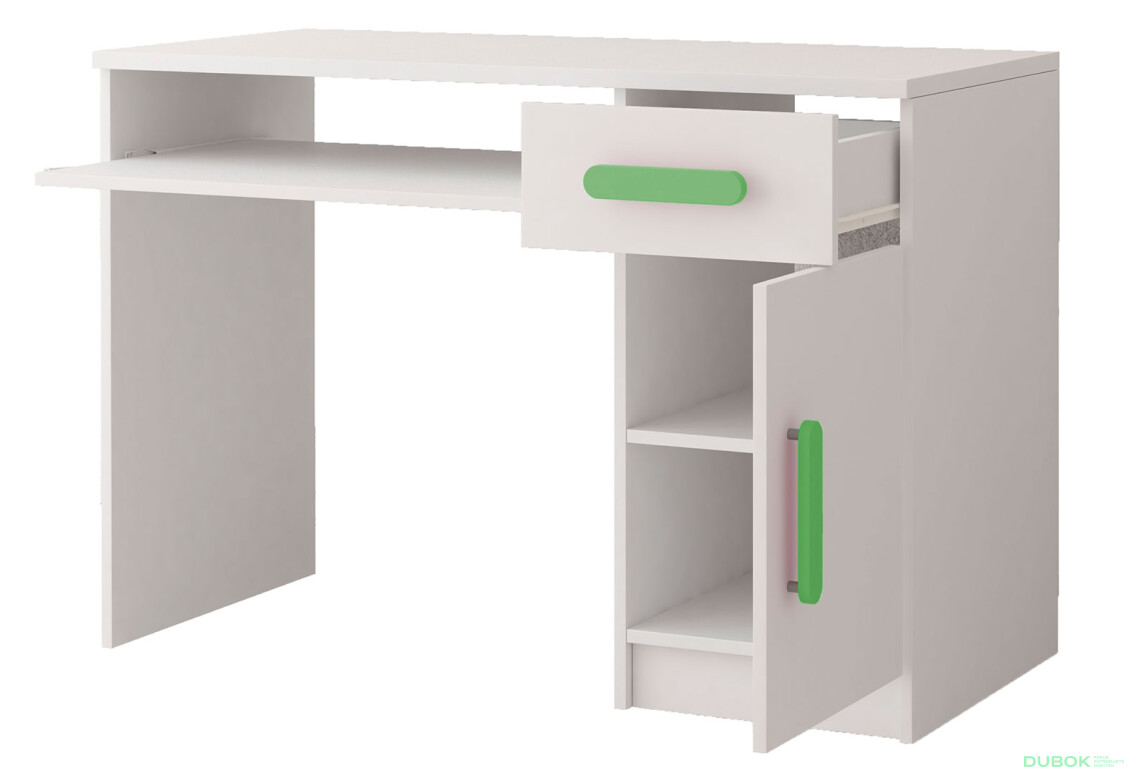 Fotografia 2 - Písací stôl Šmyk biela, úchytky lemon Idczak meble