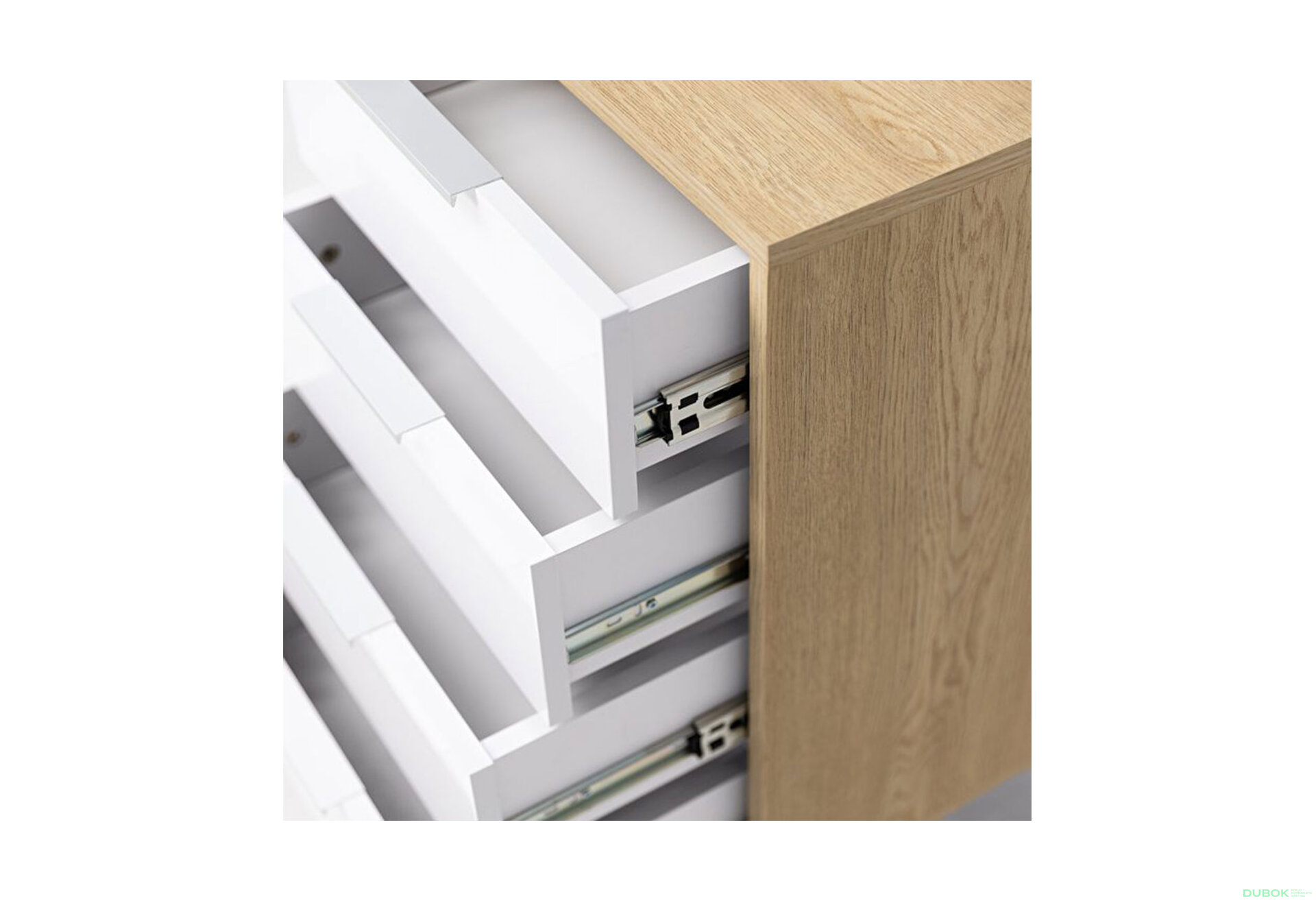 Fotografia 4 - Toaletný stolík 5-dielny lesklý biely / dub cremona Olívia