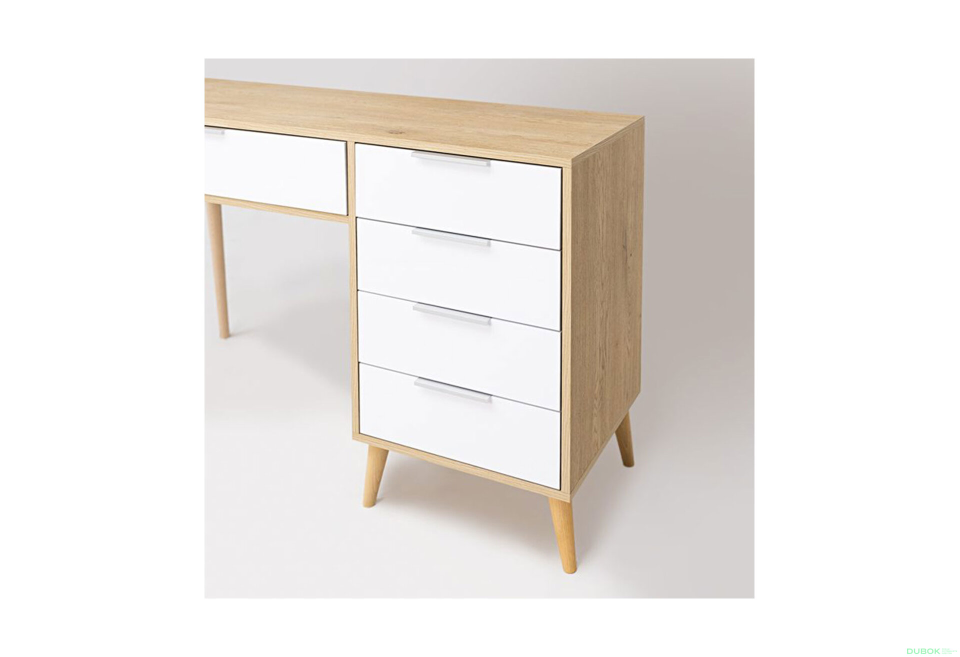 Fotografia 5 - Toaletný stolík 5-dielny lesklý biely / dub cremona Olívia