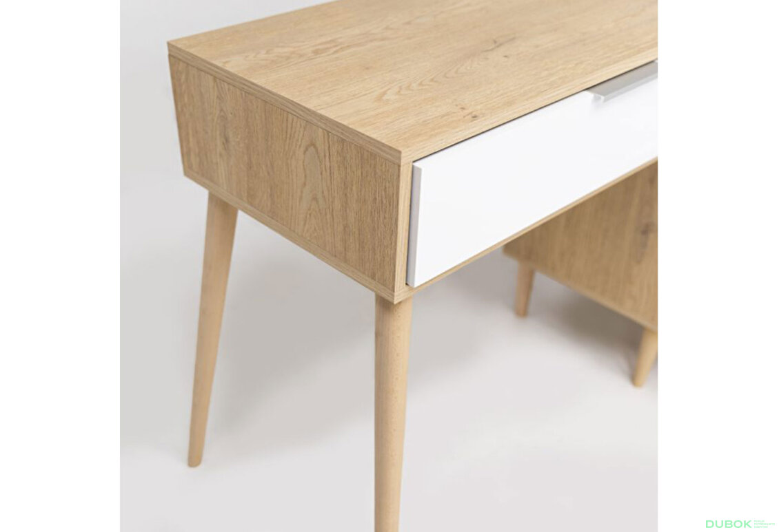 Fotografia 6 - Toaletný stolík 5-dielny lesklý biely / dub cremona Olívia